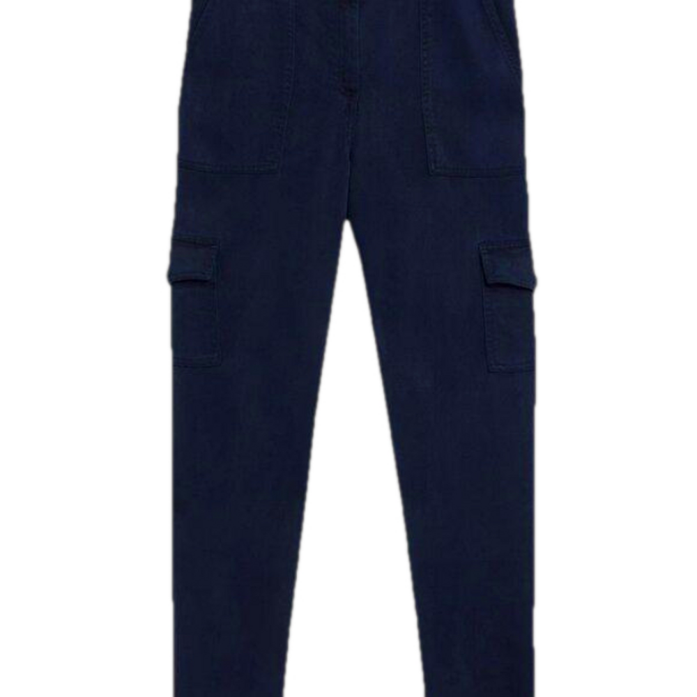 White Stuff Arlo Tencel Cargo Trouser Pant Dark Navy Size 8R